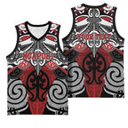 Personalised Maori Ngapuhi Basketball Jersey Silver Fern Kowhaiwhai Art