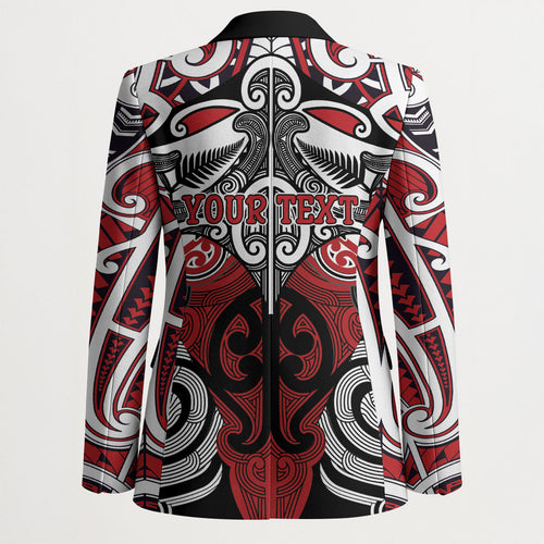 Personalised Maori Ngapuhi Blazer Silver Fern Kowhaiwhai Art
