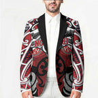 Personalised Maori Ngapuhi Blazer Silver Fern Kowhaiwhai Art