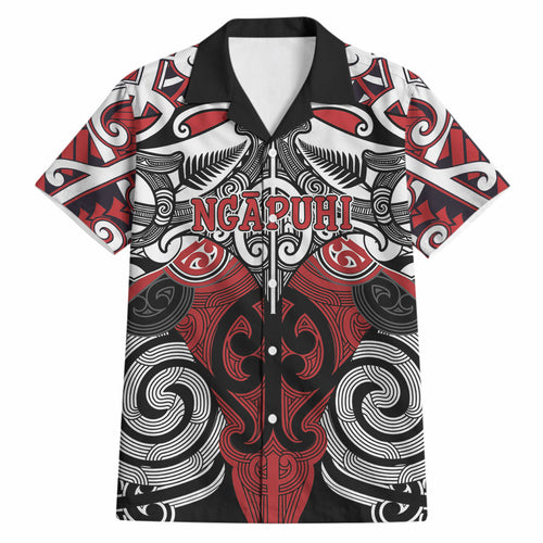 Personalised Maori Ngapuhi Hawaiian Shirt Silver Fern Kowhaiwhai Art