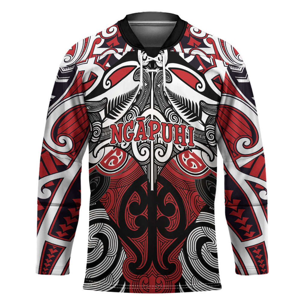 Personalised Maori Ngapuhi Hockey Jersey Silver Fern Kowhaiwhai Art