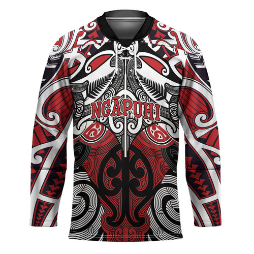 Personalised Maori Ngapuhi Hockey Jersey Silver Fern Kowhaiwhai Art