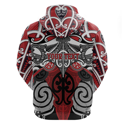 Personalised Maori Ngapuhi Hoodie Silver Fern Kowhaiwhai Art