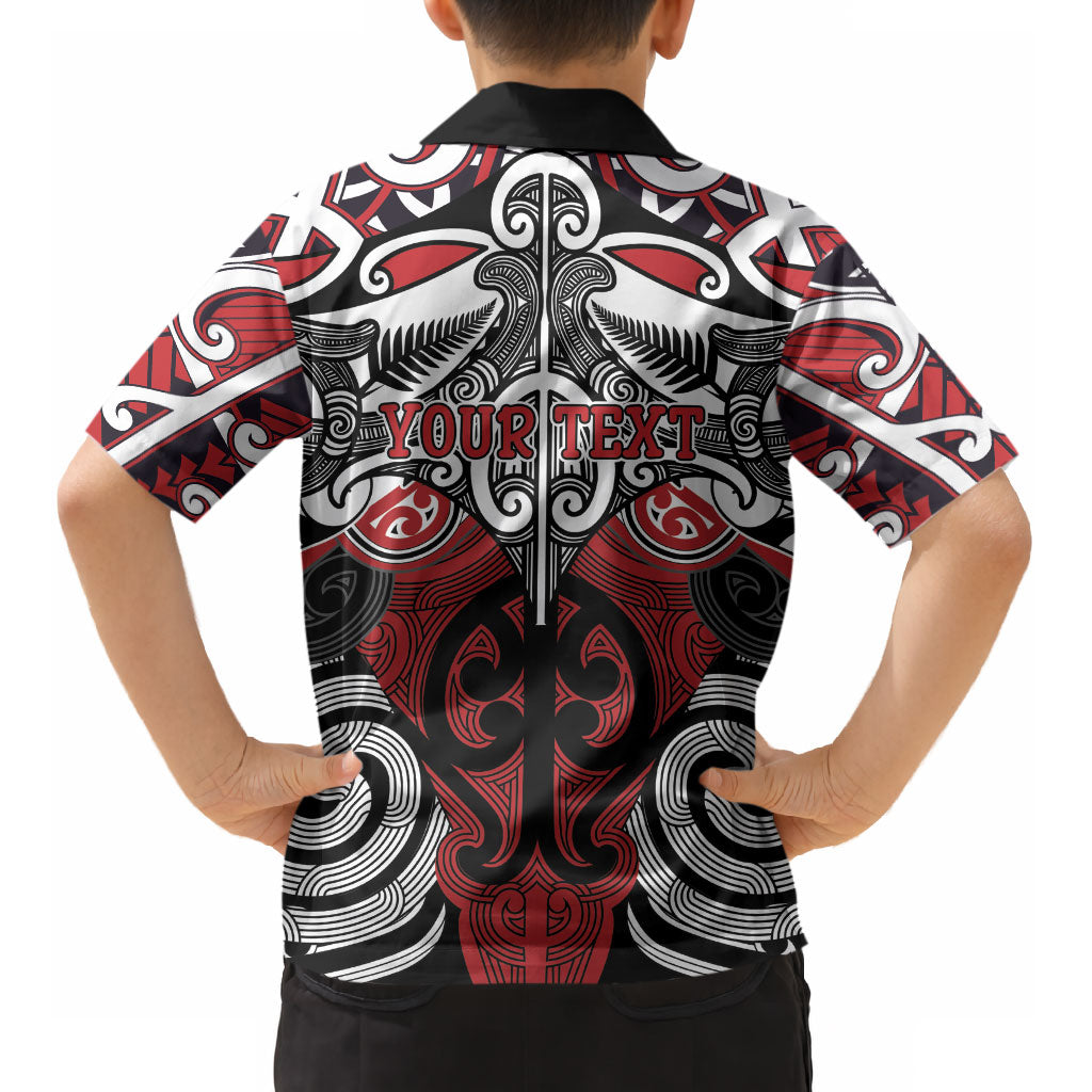 Personalised Maori Ngapuhi Kid Hawaiian Shirt Silver Fern Kowhaiwhai Art