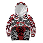 Personalised Maori Ngapuhi Kid Hoodie Silver Fern Kowhaiwhai Art