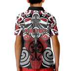 Personalised Maori Ngapuhi Kid Polo Shirt Silver Fern Kowhaiwhai Art