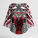 Personalised Maori Ngapuhi Kimono Sleeve Blouse Silver Fern Kowhaiwhai Art