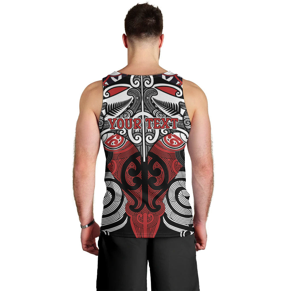 Personalised Maori Ngapuhi Men Tank Top Silver Fern Kowhaiwhai Art