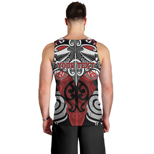 Personalised Maori Ngapuhi Men Tank Top Silver Fern Kowhaiwhai Art