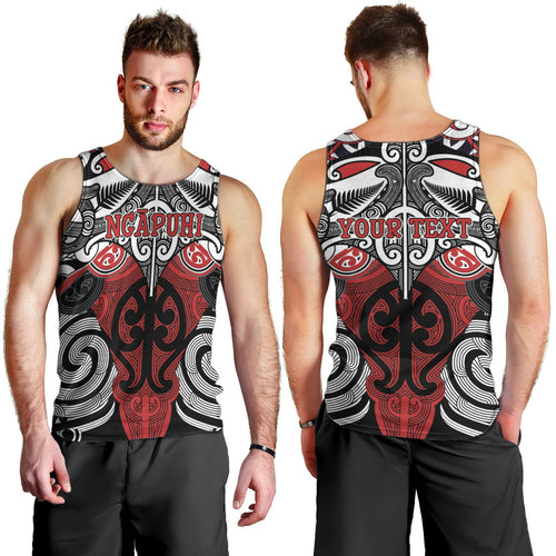 Personalised Maori Ngapuhi Men Tank Top Silver Fern Kowhaiwhai Art