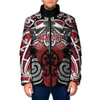 Personalised Maori Ngapuhi Padded Jacket Silver Fern Kowhaiwhai Art