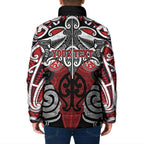 Personalised Maori Ngapuhi Padded Jacket Silver Fern Kowhaiwhai Art