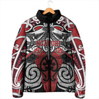 Personalised Maori Ngapuhi Padded Jacket Silver Fern Kowhaiwhai Art