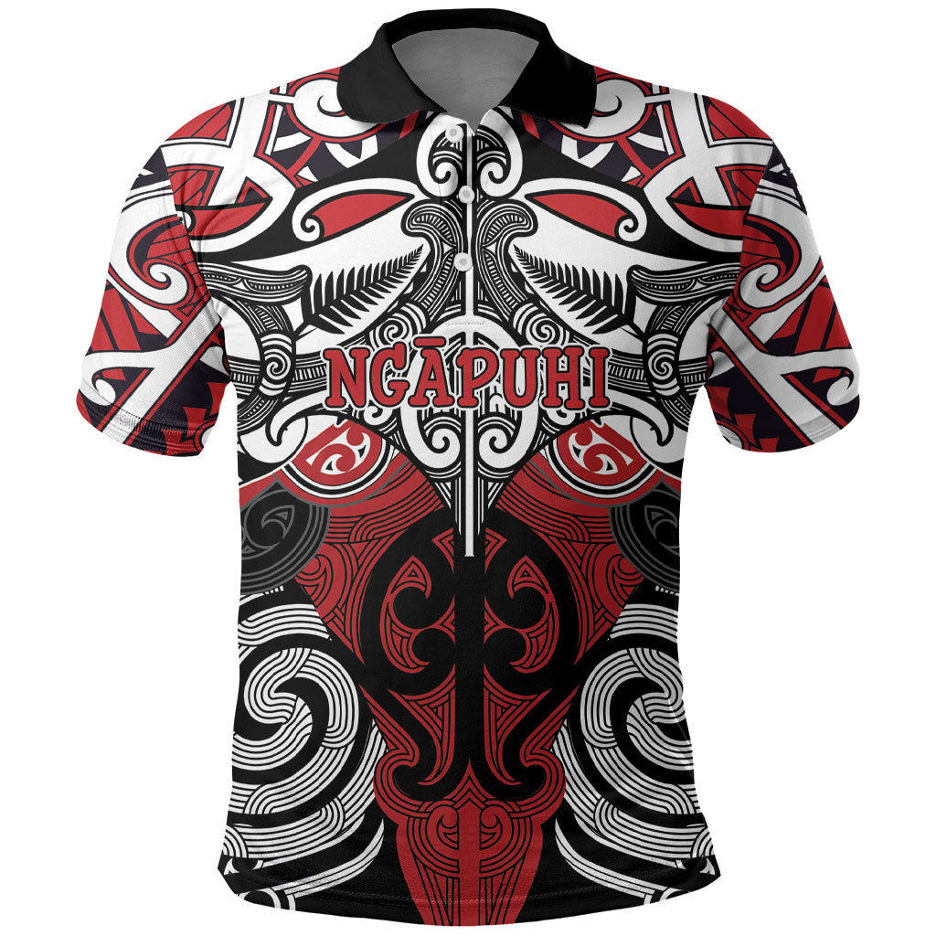 Personalised Maori Ngapuhi Polo Shirt Silver Fern Kowhaiwhai Art
