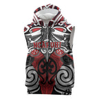 Personalised Maori Ngapuhi Sleeveless Hoodie Silver Fern Kowhaiwhai Art
