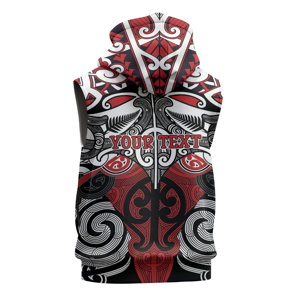 Personalised Maori Ngapuhi Sleeveless Hoodie Silver Fern Kowhaiwhai Art