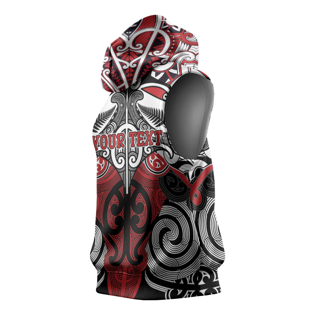 Personalised Maori Ngapuhi Sleeveless Hoodie Silver Fern Kowhaiwhai Art