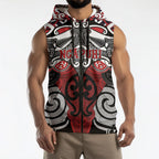 Personalised Maori Ngapuhi Sleeveless Zip Hoodie Silver Fern Kowhaiwhai Art