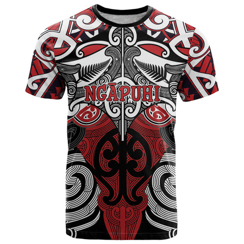 Personalised Maori Ngapuhi T Shirt Silver Fern Kowhaiwhai Art