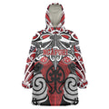 Personalised Maori Ngapuhi Wearable Blanket Hoodie Silver Fern Kowhaiwhai Art