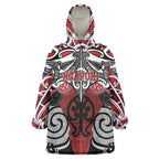 Personalised Maori Ngapuhi Wearable Blanket Hoodie Silver Fern Kowhaiwhai Art