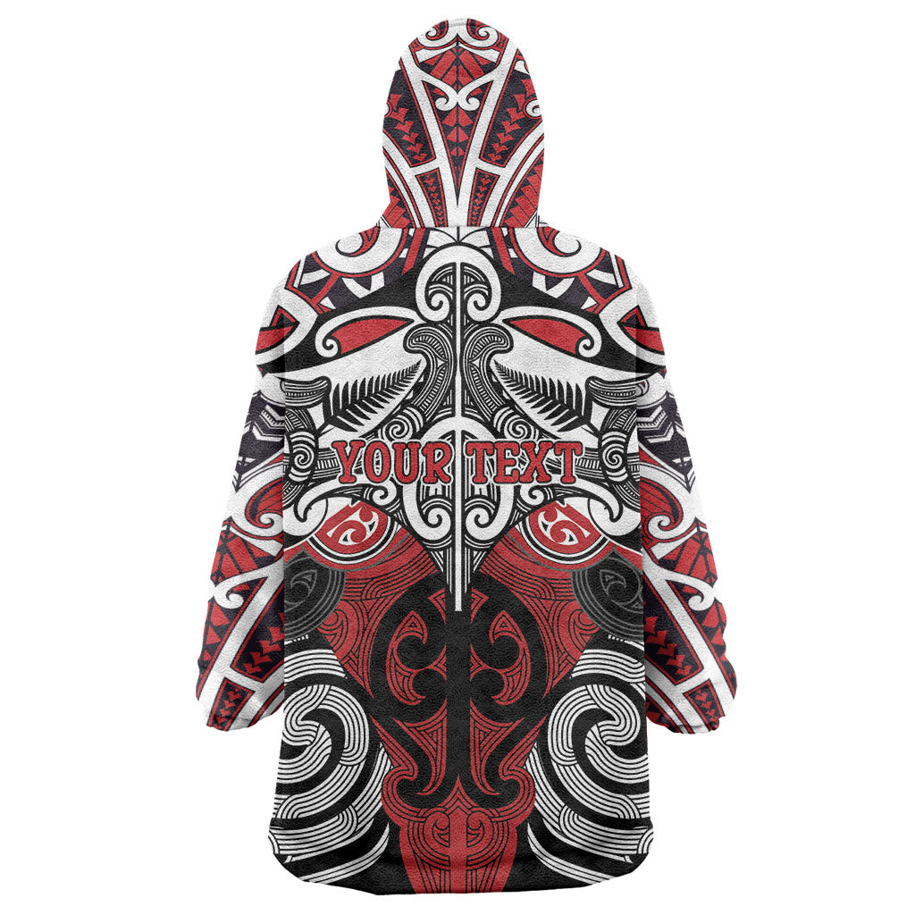 Personalised Maori Ngapuhi Wearable Blanket Hoodie Silver Fern Kowhaiwhai Art