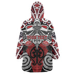 Personalised Maori Ngapuhi Wearable Blanket Hoodie Silver Fern Kowhaiwhai Art