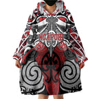 Personalised Maori Ngapuhi Wearable Blanket Hoodie Silver Fern Kowhaiwhai Art