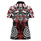 Personalised Maori Ngapuhi Women Polo Shirt Silver Fern Kowhaiwhai Art