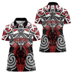 Personalised Maori Ngapuhi Women Polo Shirt Silver Fern Kowhaiwhai Art
