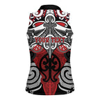 Personalised Maori Ngapuhi Women Sleeveless Polo Shirt Silver Fern Kowhaiwhai Art