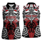 Personalised Maori Ngapuhi Women Sleeveless Polo Shirt Silver Fern Kowhaiwhai Art