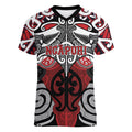 Personalised Maori Ngapuhi Women V-Neck T-Shirt Silver Fern Kowhaiwhai Art