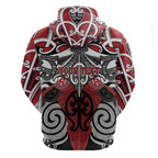 Personalised Maori Ngapuhi Zip Hoodie Silver Fern Kowhaiwhai Art