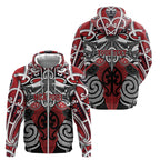 Personalised Maori Ngapuhi Zip Hoodie Silver Fern Kowhaiwhai Art