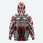 Personalised Maori Ngapuhi Zip Hoodie Silver Fern Kowhaiwhai Art