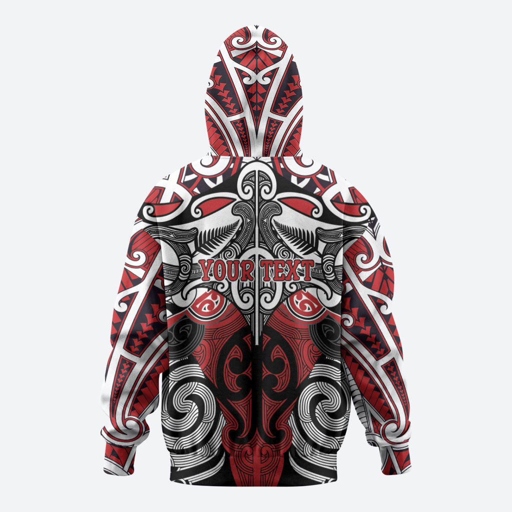 Personalised Maori Ngapuhi Zip Hoodie Silver Fern Kowhaiwhai Art