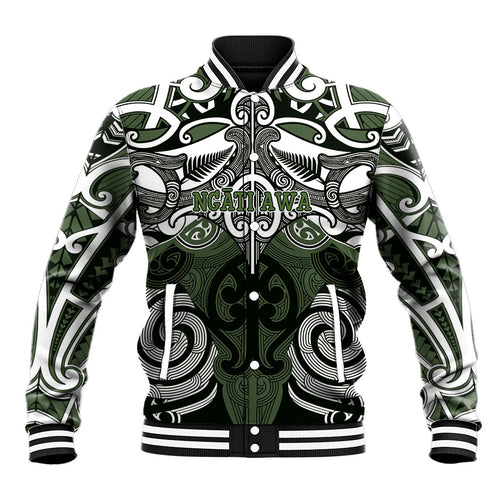 Personalised Maori Ngati Awa Baseball Jacket Silver Fern Kowhaiwhai Art