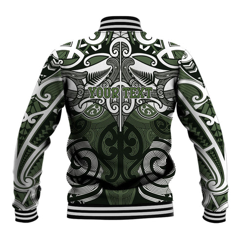 Personalised Maori Ngati Awa Baseball Jacket Silver Fern Kowhaiwhai Art
