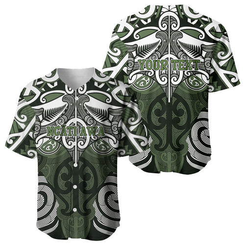 Personalised Maori Ngati Awa Baseball Jersey Silver Fern Kowhaiwhai Art
