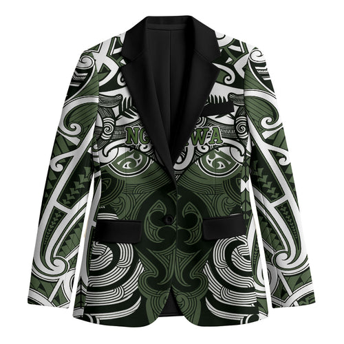 Personalised Maori Ngati Awa Blazer Silver Fern Kowhaiwhai Art