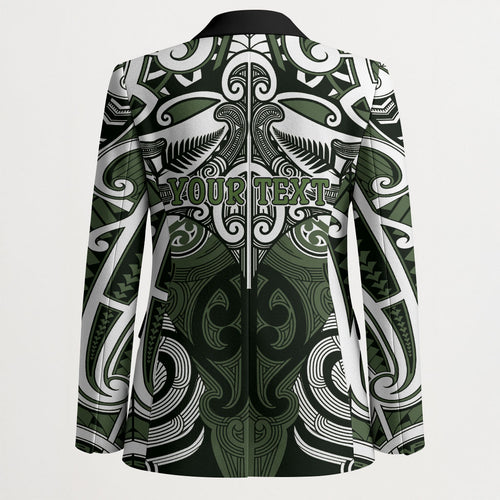 Personalised Maori Ngati Awa Blazer Silver Fern Kowhaiwhai Art
