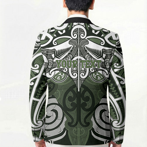 Personalised Maori Ngati Awa Blazer Silver Fern Kowhaiwhai Art