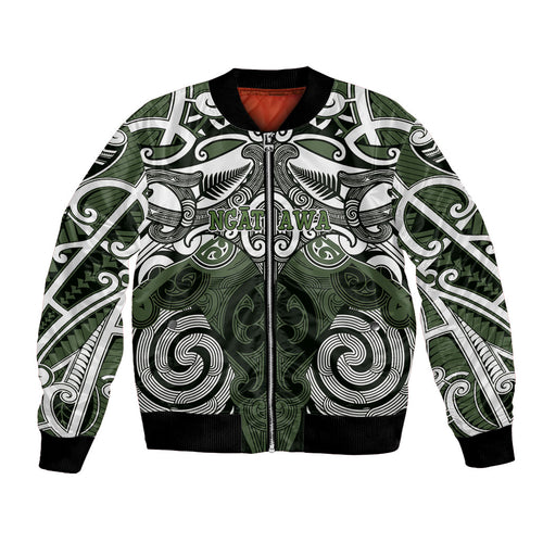Personalised Maori Ngati Awa Bomber Jacket Silver Fern Kowhaiwhai Art