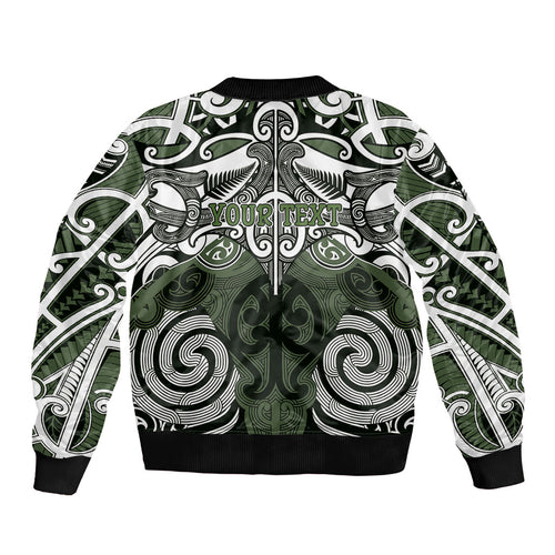 Personalised Maori Ngati Awa Bomber Jacket Silver Fern Kowhaiwhai Art
