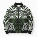 Personalised Maori Ngati Awa Bomber Puffer Jacket Silver Fern Kowhaiwhai Art