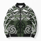 Personalised Maori Ngati Awa Bomber Puffer Jacket Silver Fern Kowhaiwhai Art