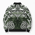 Personalised Maori Ngati Awa Bomber Puffer Jacket Silver Fern Kowhaiwhai Art