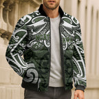 Personalised Maori Ngati Awa Bomber Puffer Jacket Silver Fern Kowhaiwhai Art