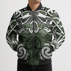Personalised Maori Ngati Awa Bomber Puffer Jacket Silver Fern Kowhaiwhai Art